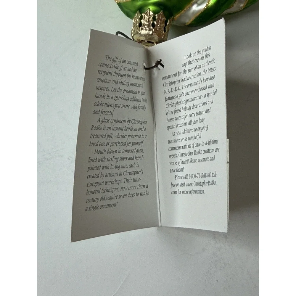 Christopher Radko Ribbon Ring Ding Glass Ornament 2001 Poland NWT Tag & Box
